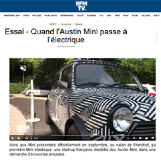 Notre covering d'Austin Mini électrique pour Ian Motion sur BFM TV - 02/06/2019